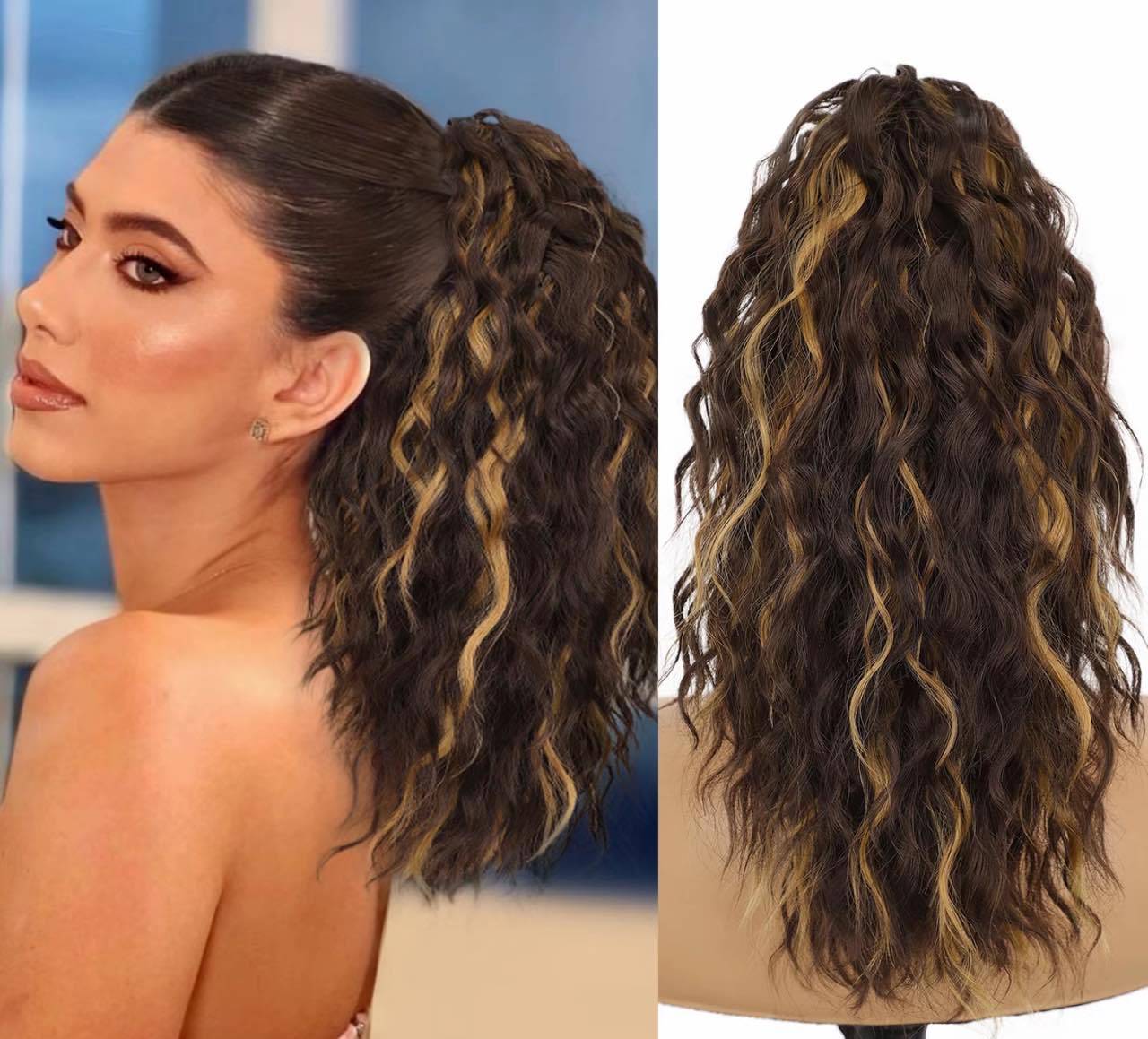 18 Inch Glamorous Wavy Hair Extension with Ponytail
