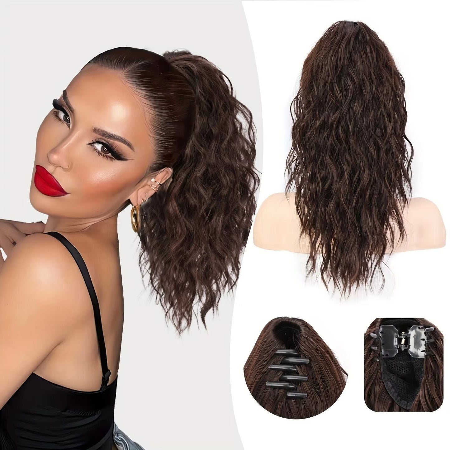 18 Inch Glamorous Wavy Hair Extension with Ponytail