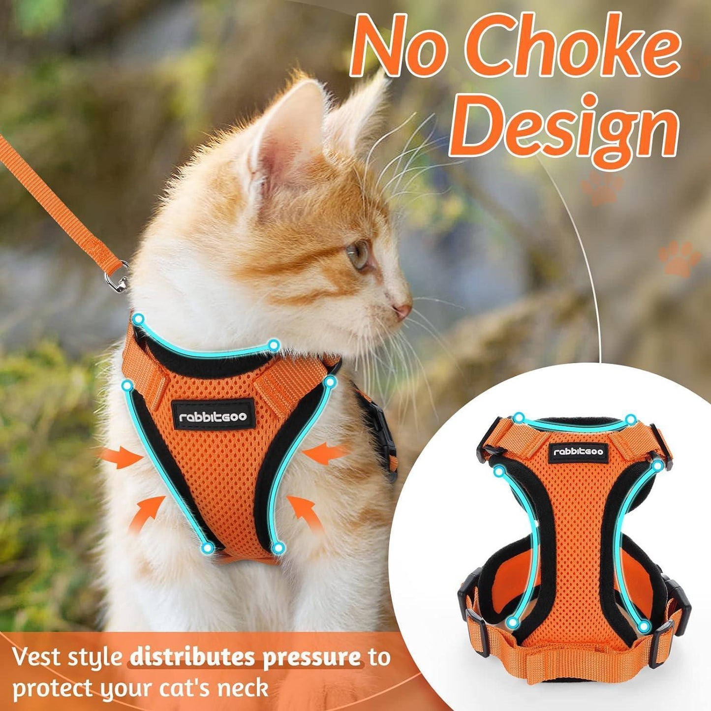 Rabbitgoo Adjustable Cat Harness and Leash Set