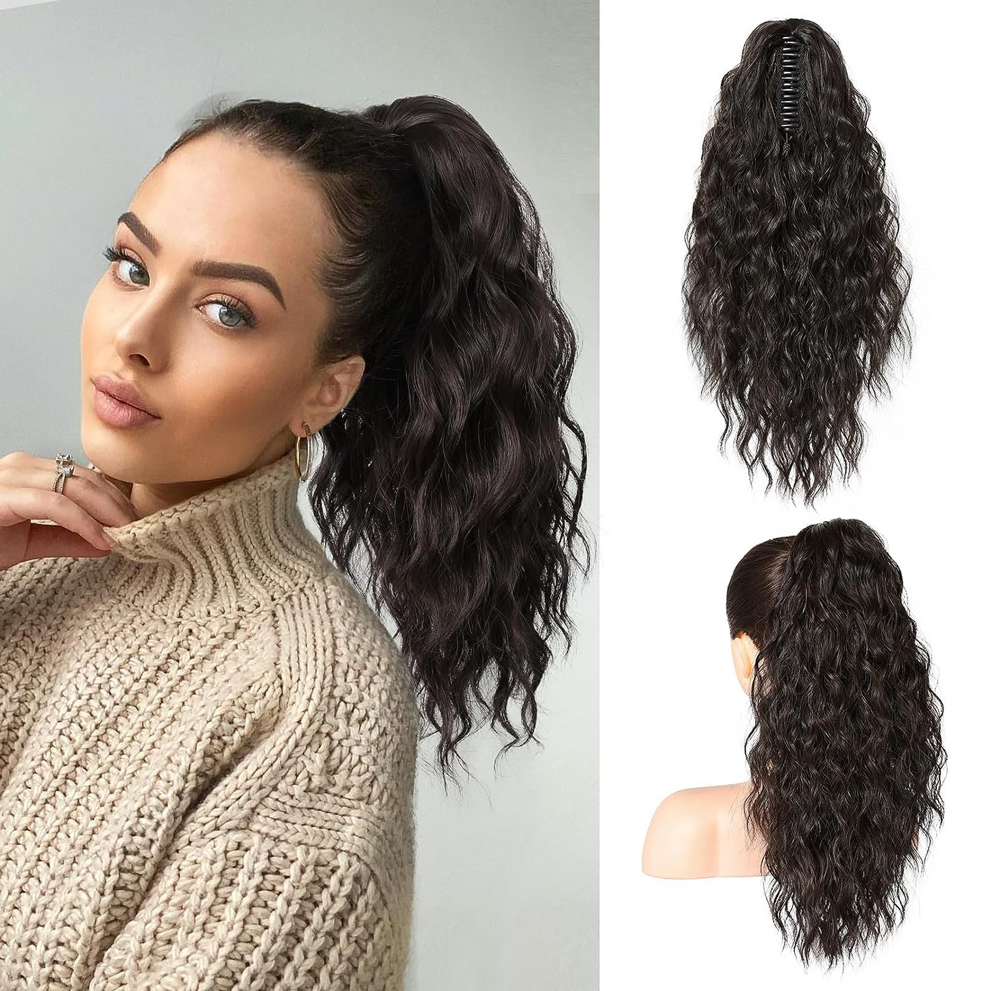 18 Inch Glamorous Wavy Hair Extension with Ponytail
